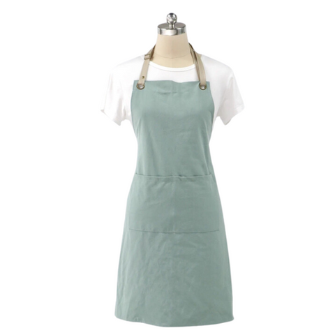 Kitchen Apron Mint Cotton Linen Neckband For Garden Cooking Aprons