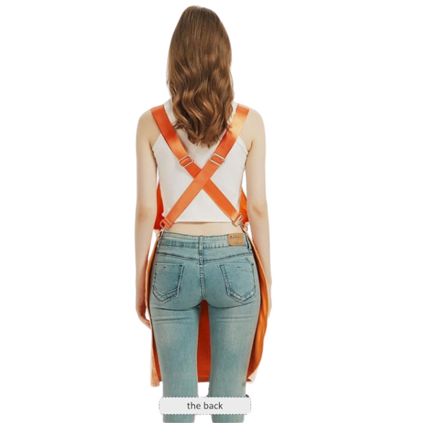 Kitchen Apron Orange Waterproof Oilproof Canvas Double Layer For Work Clothes Aprons
