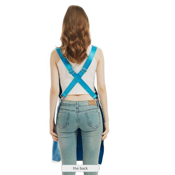 Kitchen Apron Blue Waterproof Oilproof Canvas Double Layer For Work Clothes Aprons