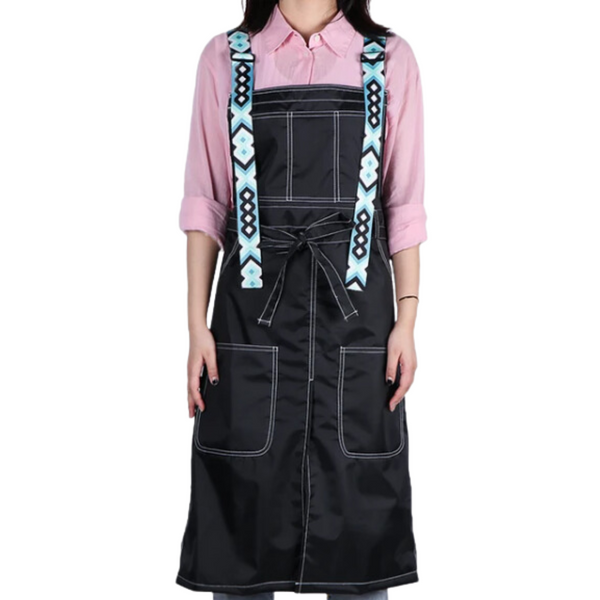 Kitchen Apron Waterproof Oil Resistant Bibs With Storage Bags Black Blue White Aprons
