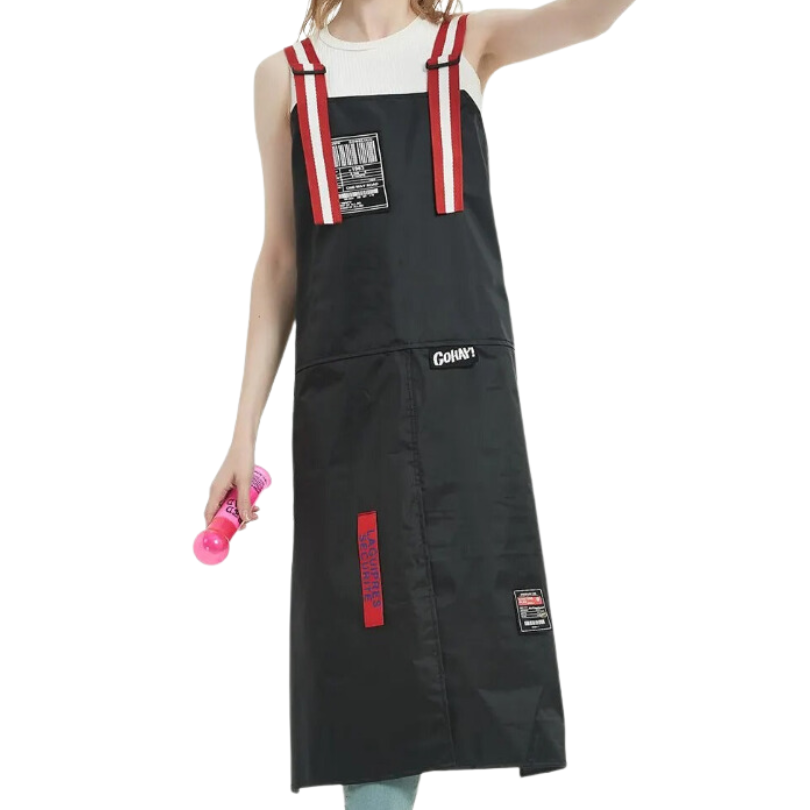 Kitchen Apron Black With Red Waterproof Oil Resistant Bibs For Professionals Aprons