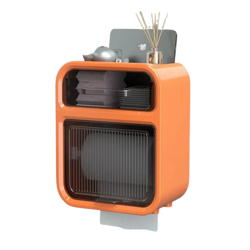 Storage Box Orange Bathroom Toilet Paper Holder Waterproof Wall Mounted Shelf Organizer Storage Boxes
