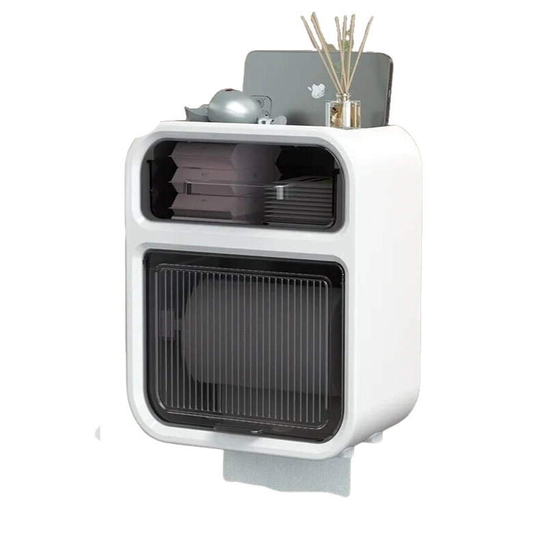 Storage Box White Bathroom Toilet Paper Holder Waterproof Wall Mounted Towel Shelf Multifunctional Organizer Storage Boxes