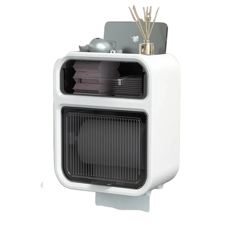 Storage Box White Bathroom Toilet Paper Holder Waterproof Wall Mounted Towel Shelf Multifunctional Organizer Storage Boxes