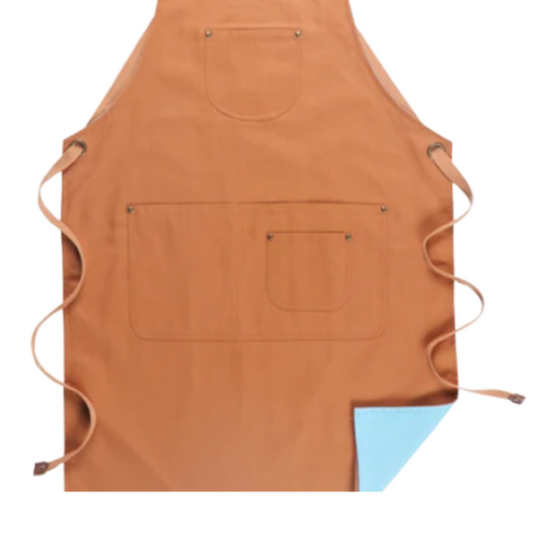 Khaki Blue Solid Cooking Apron For Men Women Chef Waiter Cafe Hairdresser Aprons