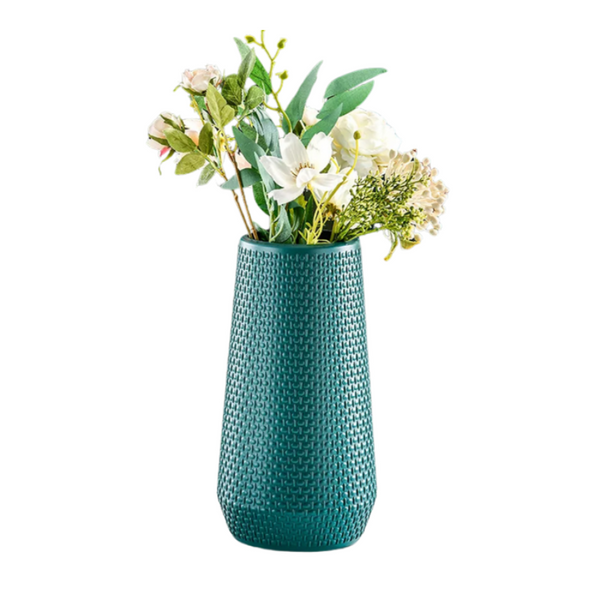 Flower Vase Blue Large Nordic Plastic Pot For Living Room Decor Styling Vases