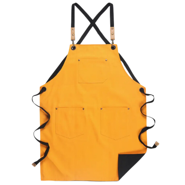 Kitchen Apron Black Yellow Solid Cooking For Men Women Chef Waiter Aprons