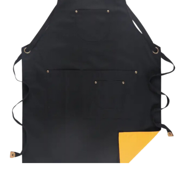 Kitchen Apron Black Yellow Solid Cooking For Men Women Chef Waiter Aprons