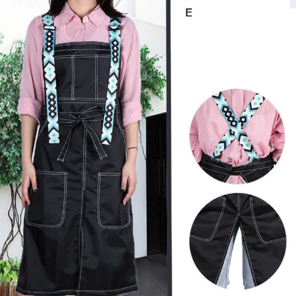 Kitchen Apron Waterproof Oil Resistant Bibs With Storage Bags Black Blue White Aprons