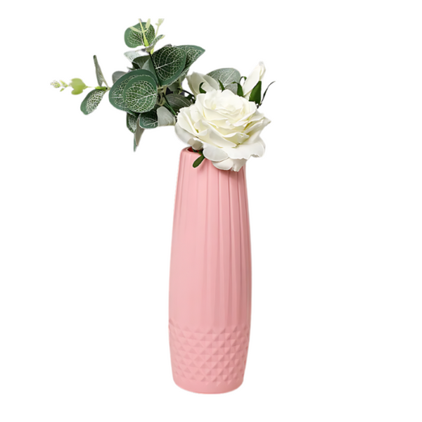 Flower Vase Pink Small Diamond Pattern Table Decor For Garden Vases