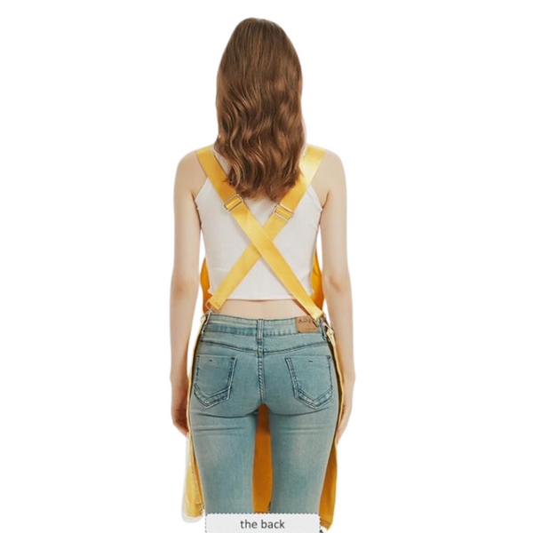 Kitchen Apron Yellow Waterproof Oilproof Canvas Double Layer For Men Women Aprons
