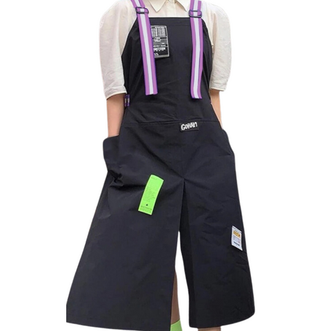 Kitchen Apron Black With Purple Waterproof Oil Resistant Bibs For Professionals Aprons