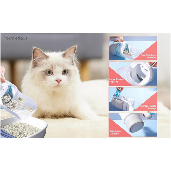 Upgrade Widen Cat Litter Shovel Scoop With Refill Bags Self Cleaning Waste Bin System Litter Scoops