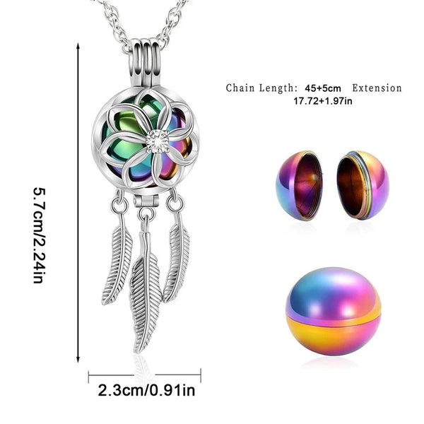 Veile Studios Urn Cremation Pendant Dreamcatcher Blossom Cage Locket Ash Holder Necklace Necklaces & Pendants