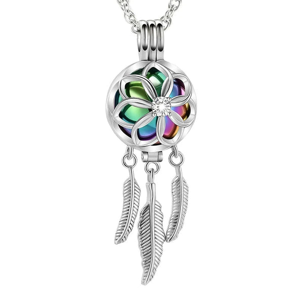 Veile Studios Urn Cremation Pendant Dreamcatcher Blossom Cage Locket Ash Holder Necklace Necklaces & Pendants