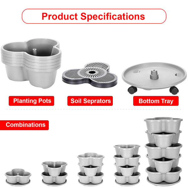 Plastic 5 Tier Stackable Vertical Garden Planter With Base For Indoor Outdoor Use Planters & Vases