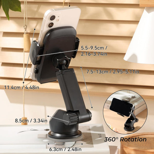 Urbanoki 4 In 1 Car Phone Holder Dashboard Windshield Vent Mount For All Phones Black Mounts & Holders