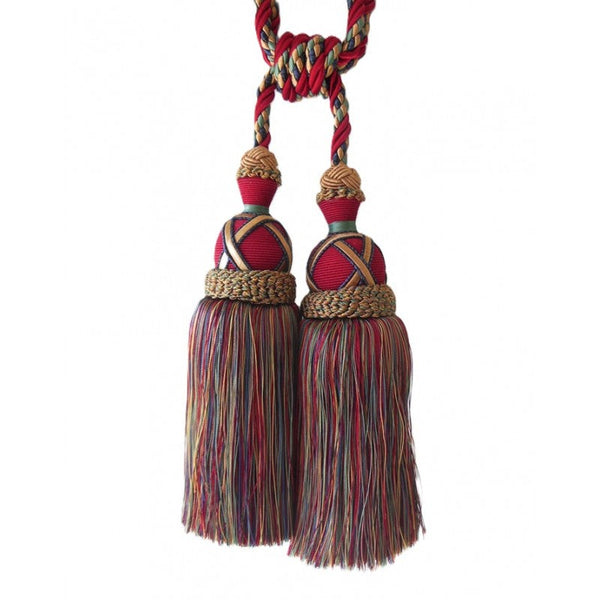 Multi Coloured Double Tassel Curtain Tieback Maroon Other Curtains & Accessories