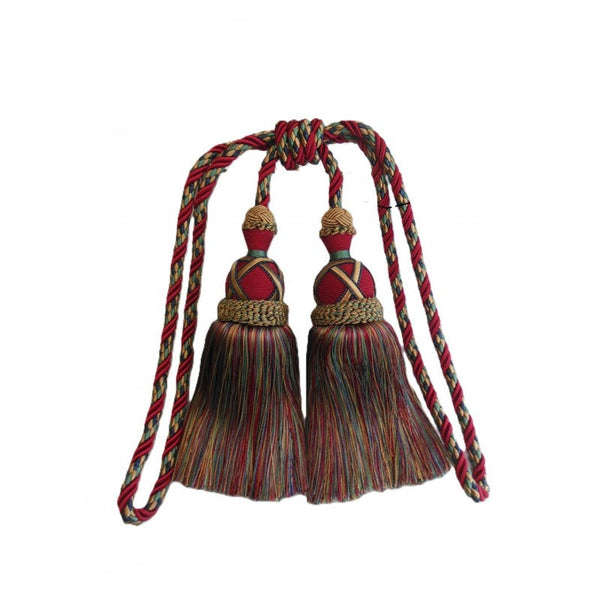Multi Coloured Double Tassel Curtain Tieback Maroon Other Curtains & Accessories