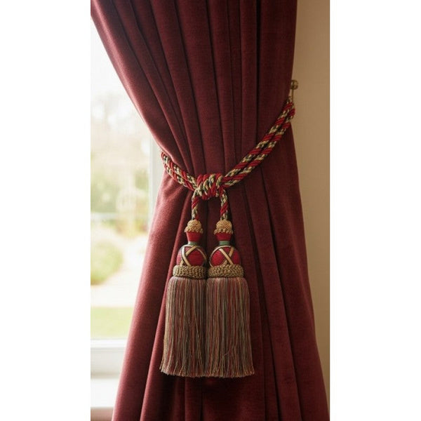 Multi Coloured Double Tassel Curtain Tieback Maroon Other Curtains & Accessories