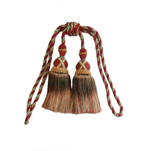 Multi Coloured Double Tassel Curtain Tieback Red Beige Other Curtains & Accessories