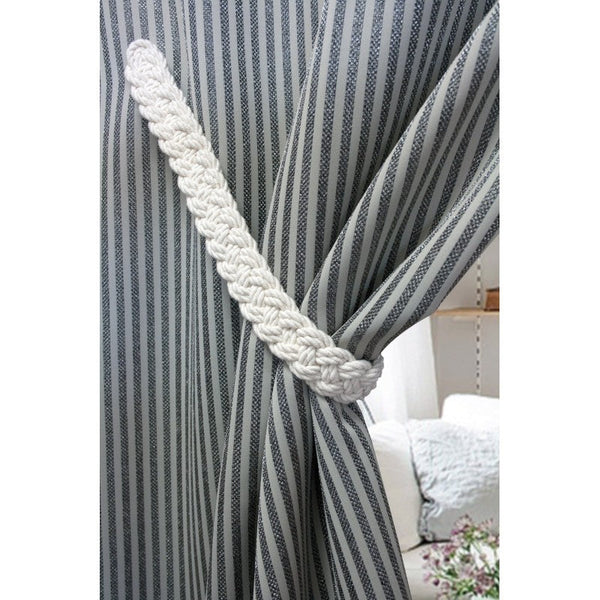 Ecru White Rustique Braided Magnetic Tieback Other Curtains & Accessories