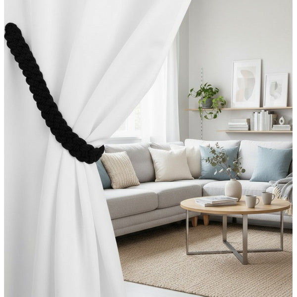 Black Rustique Braided Magnetic Tieback Curtain Poles & Accessories