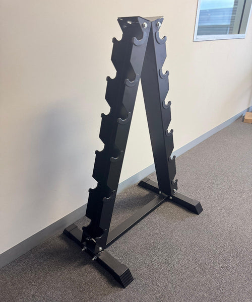 Curve Fitness 6 Tier A Frame Dumbbell Rack Dumbbells