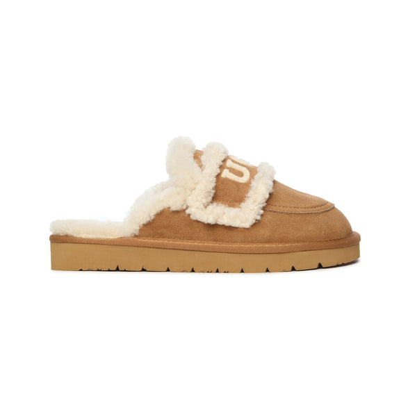 Cow Suede Sheepskin Non Eva Outsole Indoor Outdoor Footwear Chestnut Slippers