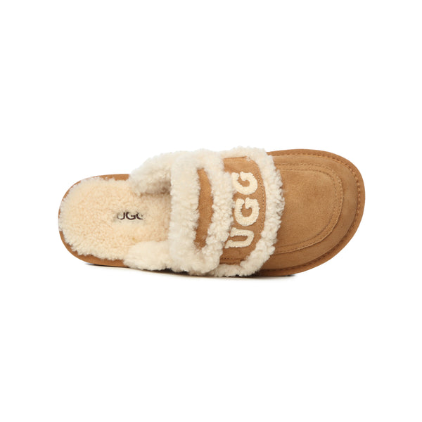 Cow Suede Sheepskin Non Eva Outsole Indoor Outdoor Footwear Chestnut Slippers