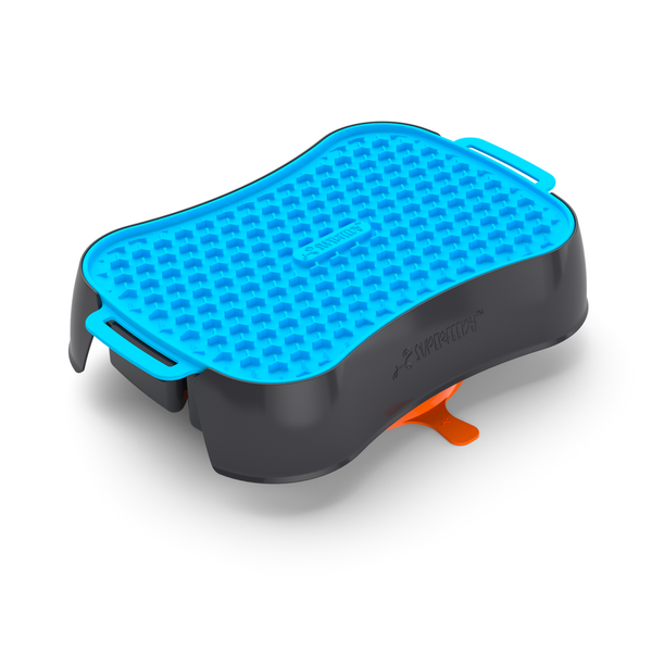 4 In 1 Slow Feeder Dog Bowl Dark Grey With Blue Lickmat Dishes Feeders & Fountains