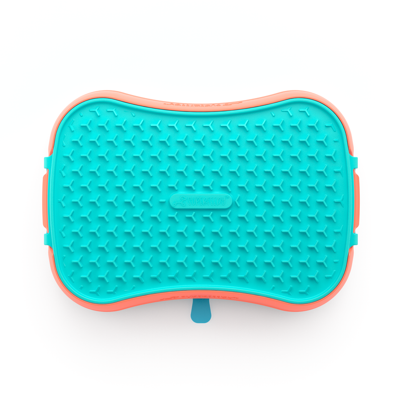 4 In 1 Slow Feeder Dog Bowl Warm Ocean Red With Teal Lickmat Dishes Feeders & Fountains