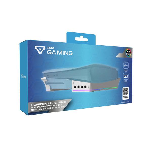 Laser Gaming Ps5 Slim Rgb Horizontal Stand With 4 Usb Ports Mounts & Stands