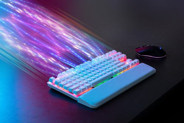 White Mechanical Keyboard Wired Bluetooth Connectivity For Gaming And Typing Keyboards & Keypads