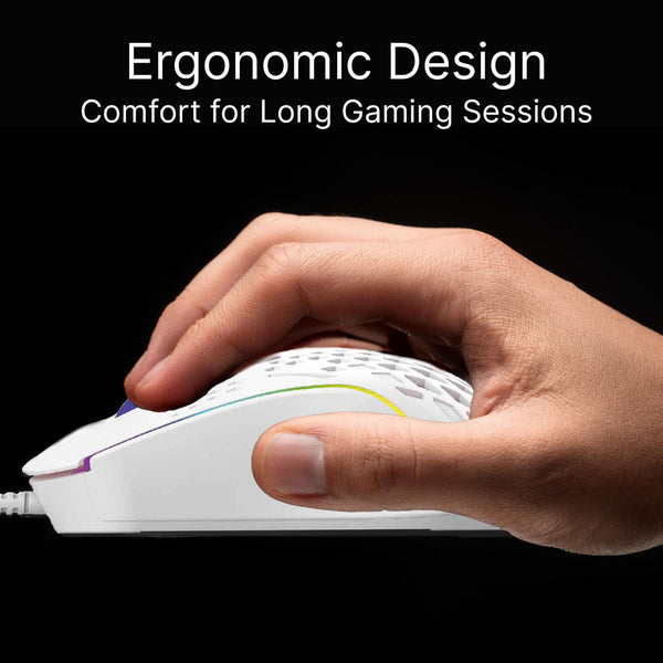Lightweight Rgb Gaming Mouse White 13 Lighting Modes 6 Buttons 12800 Dpi Mice Trackballs & Touchpads