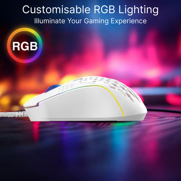 Lightweight Rgb Gaming Mouse White 13 Lighting Modes 6 Buttons 12800 Dpi Mice Trackballs & Touchpads