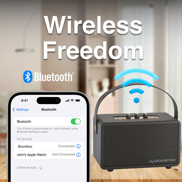 Soundtec Retro Bluetooth Boombox Black Audio Docks & Mini Speakers