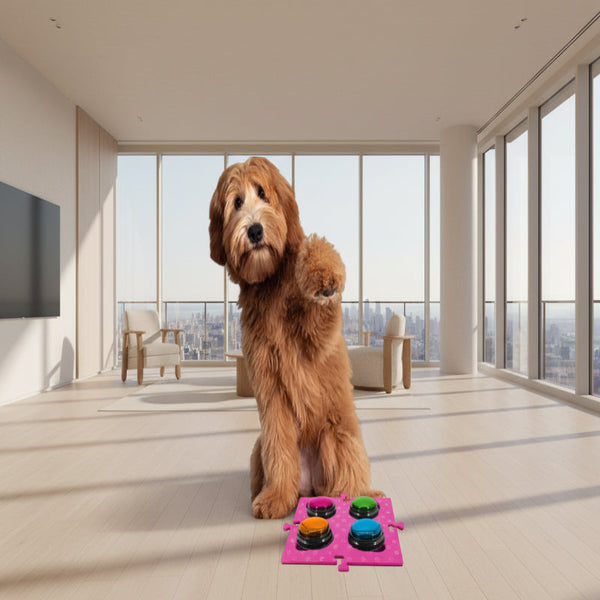 Tech4pets Pink Mat 2 Pack For Talking Buttons & Floor Dog Feeding Mats