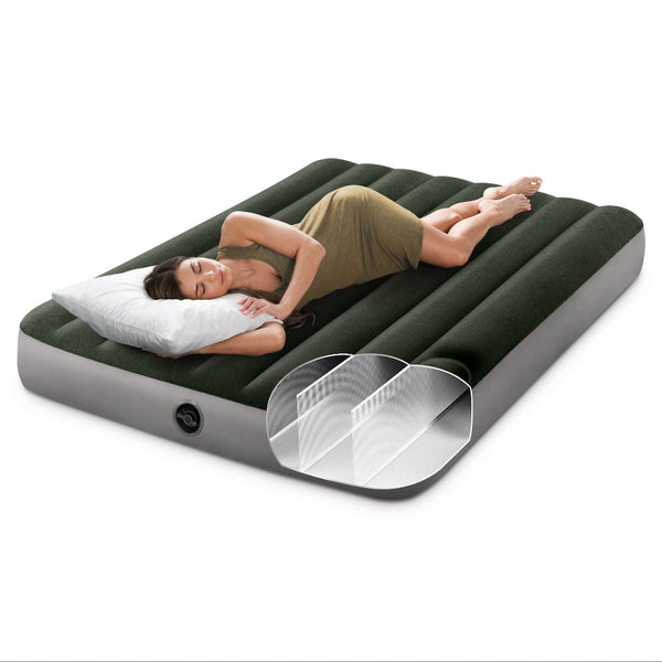 Intex Double Dura Beam Downy Air Mattress 10" W/ Built Foot Pump Inflatable Mattresses & Airbeds