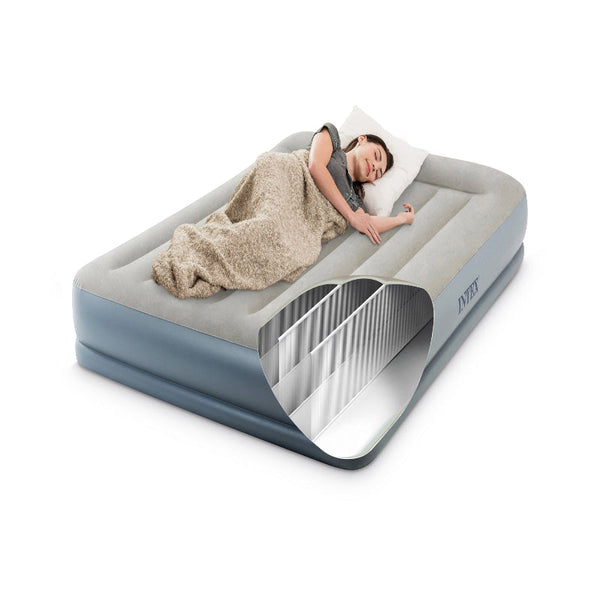Intex Queen Dura Beam Air Mattress W/ Built Usb Electric Pump 64118 Inflatable Mattresses & Airbeds