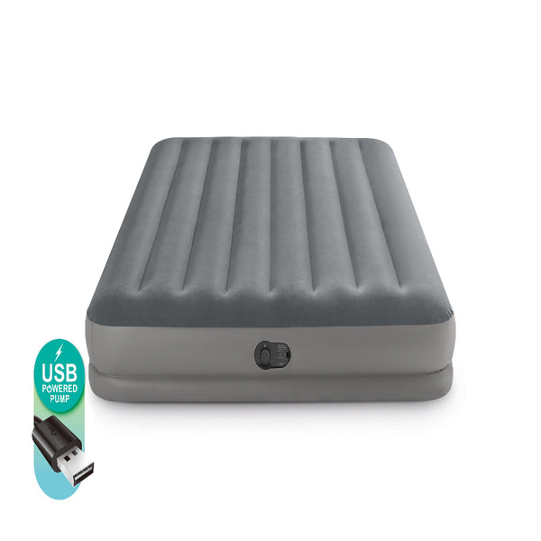 Intex Queen Dura Beam Downy Easy Comfort Air Mattress 10 W/ Hand Pump 64765 Inflatable Mattresses & Airbeds