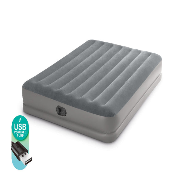 Intex Queen Dura Beam Prestige Air Mattress 12" W/ Built Usb Electric Pump 64114 Inflatable Mattresses & Airbeds