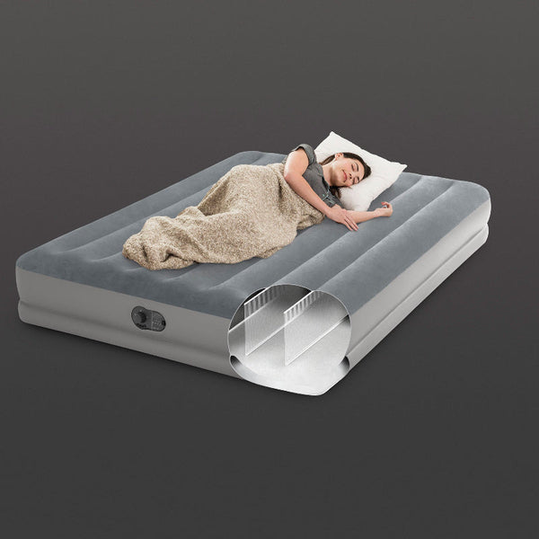 Intex Queen Dura Beam Prestige Air Mattress 12" W/ Built Usb Electric Pump 64114 Inflatable Mattresses & Airbeds