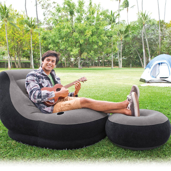 Intex Ultra Lounge Inflatable Chair And Ottoman 68564 Inflatable Mattresses & Airbeds