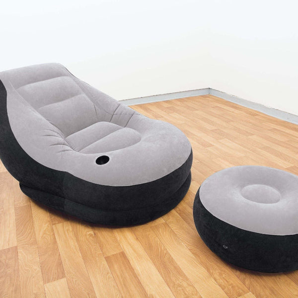 Intex Ultra Lounge Inflatable Chair And Ottoman 68564 Inflatable Mattresses & Airbeds