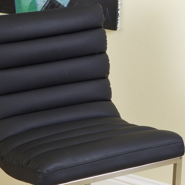 Black Bonded Leather Bar Stool With Stainless Steel Frame Modern Design Furniture Benches Bar Stools