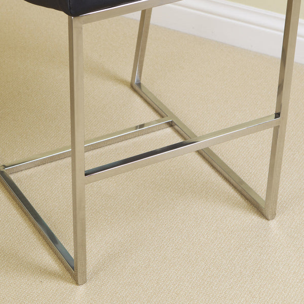 Black Bonded Leather Bar Stool With Stainless Steel Frame Modern Design Furniture Benches Bar Stools