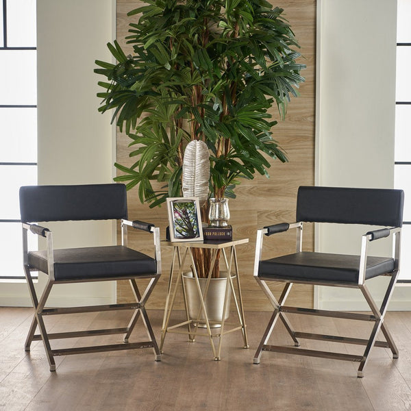 Black Bonded Leather Armchair With Stainless Steel Frame For Home Furniture Sofas Armchairs & Couches