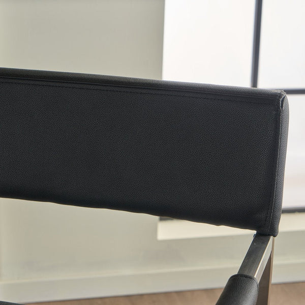 Black Bonded Leather Armchair With Stainless Steel Frame For Home Furniture Sofas Armchairs & Couches