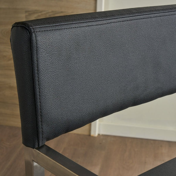 Black Bonded Leather Armchair With Stainless Steel Frame For Home Furniture Sofas Armchairs & Couches